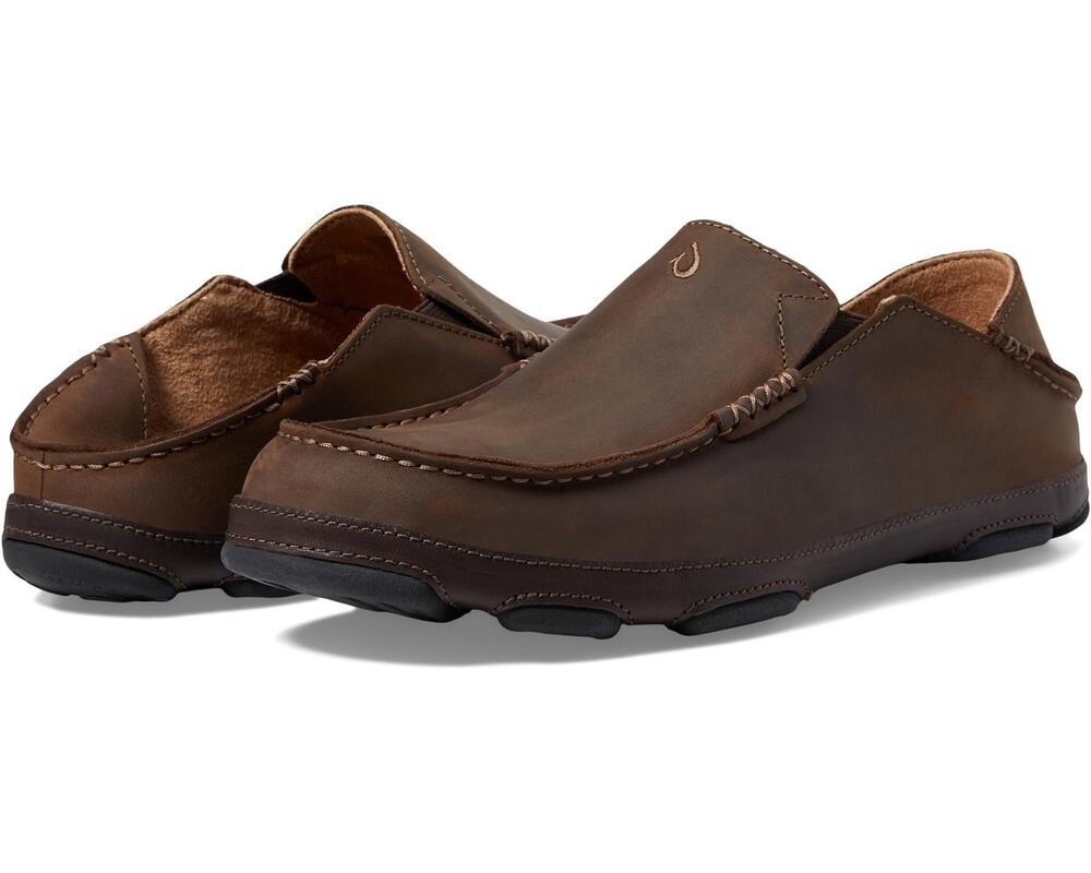OluKai Men's Moloa Slip-On Shoes Dark Wood/Dark Java - 10128-6348, Size 9 M